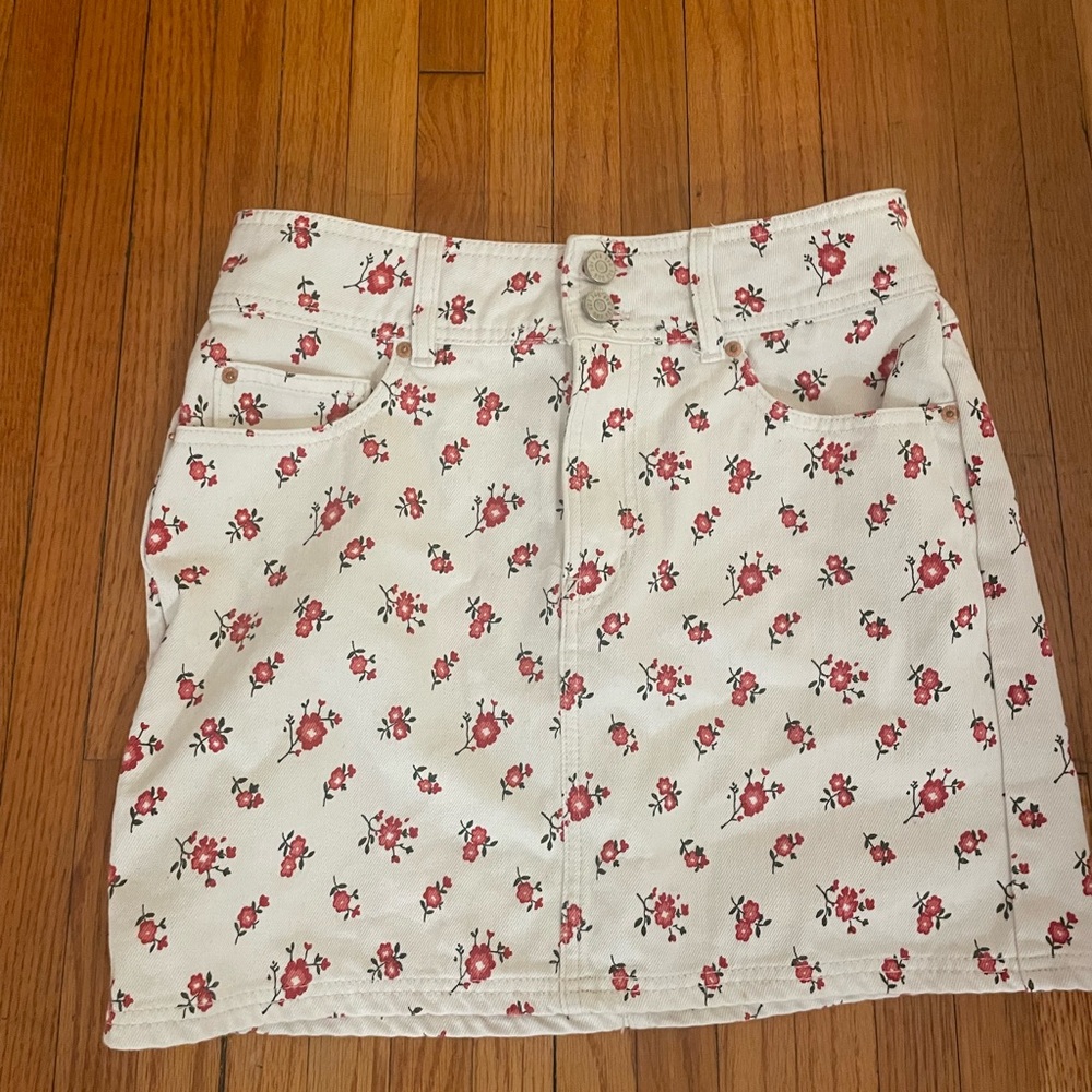 Floral White Skirt